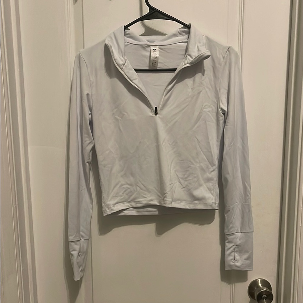Paragon Fitwear Women's White Long Sleeve Crop 1/4 Zip Top